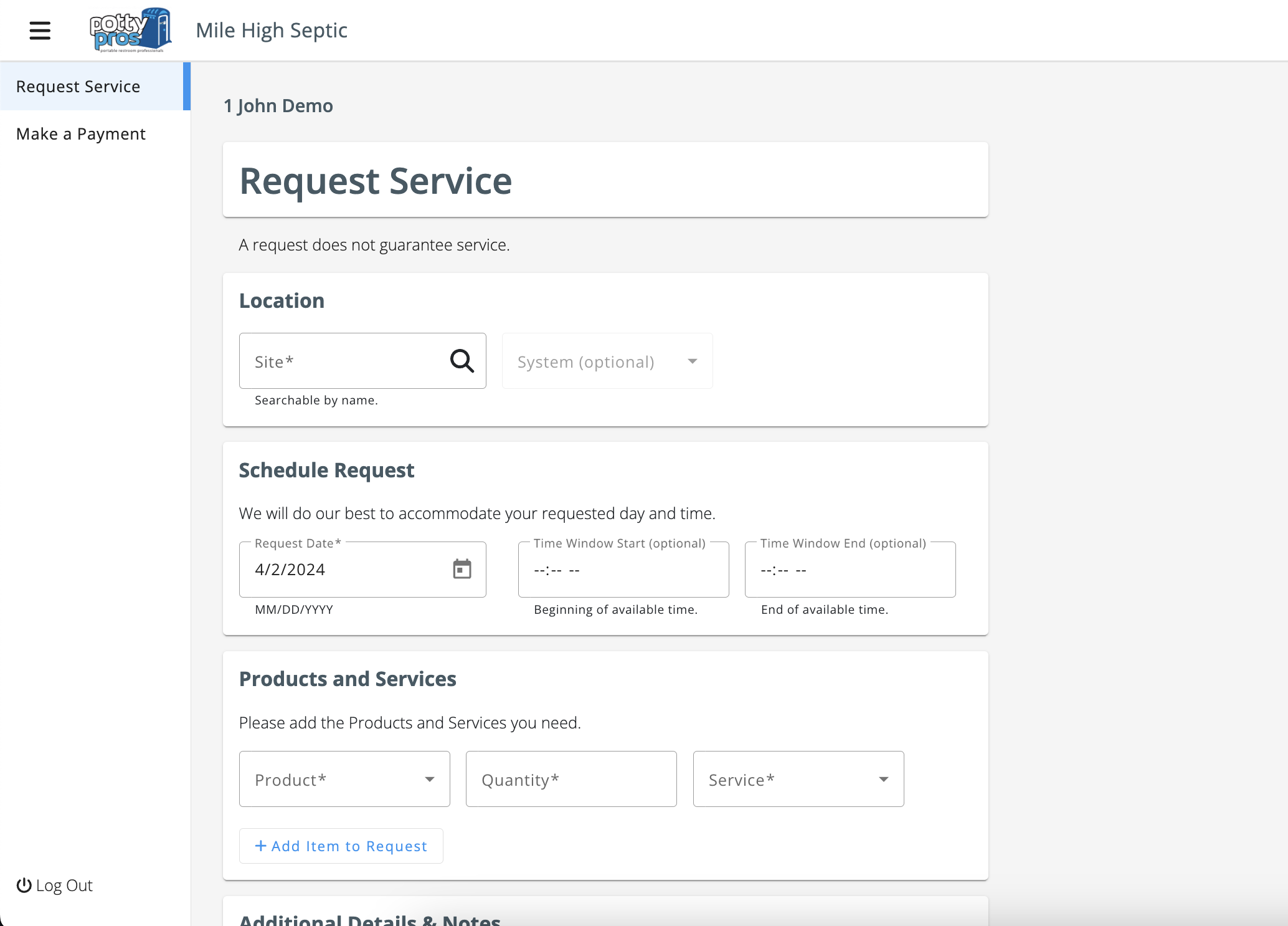 Requesting Service via the Customer Portal – ServiceCore